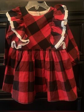 Pippa & Julie Red and Black Buffalo Plaid Ruffle Dress
